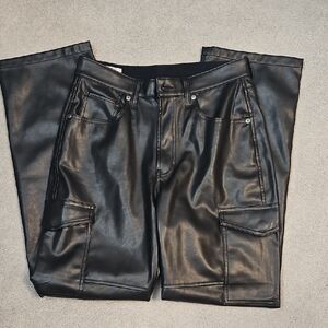 GAP Vegan Leather Black Cargo Pants